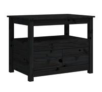 Vidaxl Table Basse Noir 71x49x55 Cm Bois Massif De Pin Marron