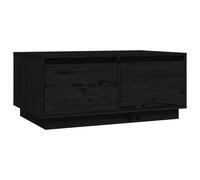 Vidaxl Table Basse Noir 80x50x35 Cm Bois Massif De Pin Marron