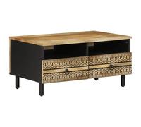 vidaXL Table basse noir 80x54x40 cm bois massif de manguier brut