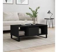 vidaXL Table Basse, Table d'Appoint avec 2 Compartiments et Tiroir, Bout de Canapé avec Pieds Salle de Séjour, Moderne, Noir Bois d'Ingénierie