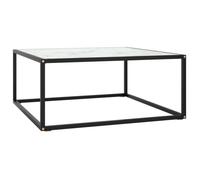 vidaXL Table basse Noir avec verre marbre blanc 80x80x35 cm