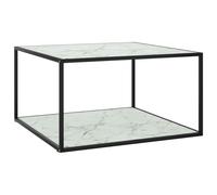 vidaXL Table basse Noir avec verre marbre blanc 90x90x50 cm