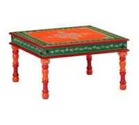 vidaXL Table basse en bois de manguier massif peint à la main – Orange