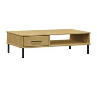 vidaXL Table basse OSLO avec pieds métalliques Marron Pin massif