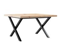 Table basse cadre en X 60x60x40,5cm bois de pin massif et fonte, table d'appoint, table de salon, table latérale, bout de canapé