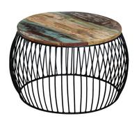 vidaXL Table basse ronde 68 x 37 cm en bois de récupération massif
