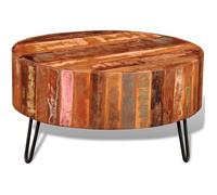 vidaXL Table basse ronde Bois massif de récupération