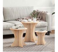 Vidaxl - 873568 - Table Basse Ronde, Style Rustique, Meuble de Salon en Bois de pin idéal pour la déco