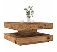 vidaXL Table basse rotative à 360 degrés vieux bois 70x70x34,5 cm