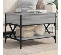 vidaXL Table Basse, Bout de Canapé avec Pieds Réglables, Table d'Appoint avec Rangement Salon Intérieur, Moderne, Sonoma Gris Bois d'Ingénierie et Métal Gris