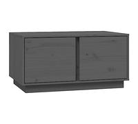 vidaXL Table Basse, Table d'Appoint avec 2 Compartiments, Bout de Canapé avec Porte, Meuble de Rangement, Moderne, Gris Bois Massif de Pin