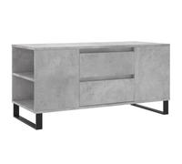 vidaXL Table basse 831008 – Gris béton, bois d'ingénierie, 102×44,5×50 cm, 4 compartiments 2 tiroirs