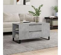 vidaXL Table basse 831008 – Gris béton, bois d'ingénierie, 102×44,5×50 cm, 4 compartiments 2 tiroirs
