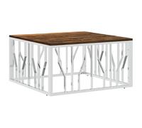 vidaXL Table basse argenté acier inoxydable-bois massif récupération 350061
