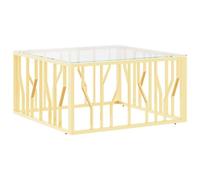 vidaXL Table Basse, Table d'Appoint avec Cadre, Bout de Canapé, Table Centrale Salon Salle de Séjour, Moderne, Doré Acier Inoxydable et Verre