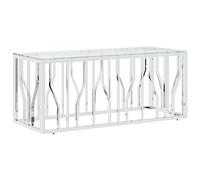 vidaXL Table Basse, Table d'Appoint avec Cadre, Bout de Canapé, Table Centrale Salon Salle de Séjour, Moderne, Acier Inoxydable et Verre