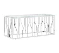 vidaXL Table Basse, Table d'Appoint avec Cadre, Bout de Canapé, Table Centrale Salon Salle de Séjour, Moderne, Acier Inoxydable et Verre