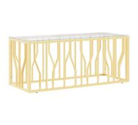 vidaXL Table Basse, Table d'Appoint avec Cadre, Bout de Canapé, Table Centrale Salon Salle de Séjour, Moderne, Acier Inoxydable et Verre