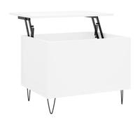 vidaXL Table basse – Plateau relevable, rangement, pieds – Moderne, blanc bois d'ingénierie