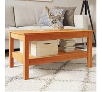 vidaXL Table Basse, Table d'Appoint avec Étagère, Bout de Canapé, Meuble de Salon Salle de Séjour Intérieur, Cire Marron Bois Massif de Pin
