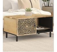 vidaXL Table Basse, Table d'Appoint avec Pieds et Porte, Bout de Canapé, Meuble de Rangement Salon, Rétro, Bois de Manguier 358216