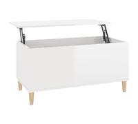 vidaXL Table Basse, Table d'Appoint avec Plateau Relevable, Bout de Canapé avec Compartiment, Meuble de Rangement Salon, Scandinave, Brillant Bois d'Ingénierie