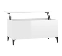 vidaXL Table Basse, Table d'Appoint avec Plateau Relevable, Bout de Canapé avec Compartiment, Meuble de Rangement Salon, Scandinave, Brillant Bois d'Ingénierie