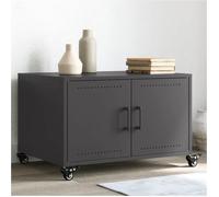 vidaXL Table Basse, Table d'Appoint avec Poignée, Bout de Canapé avec Porte, Meuble de Rangement Salle de Séjour, Noir 846686