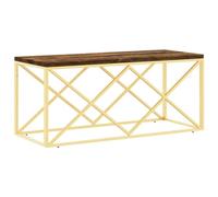 vidaXL Table Basse, Table d'Appoint, Bout de Canapé Intérieur, Table de Salon, Moderne, Acier Inoxydable et Bois Massif de Récupération