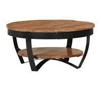 vidaXL Table Basse Table d'Appoint Bout de Canapé Table de Salon avec Une Etagère Salle de Séjour Maison Intérieur 65x65x32 cm Bois d'Acacia Massif