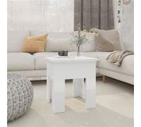 vidaXL Table Basse, Table d'Appoint Carrée, Bout de Canapé, Meuble Salon Salle de Séjour Maison Intérieur, Blanc Brillant Bois d'Ingénierie Blanc G