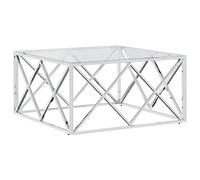 Vidaxl Table Basse 80x80x40 Cm Acier Inoxydable Et Verre Multicolore