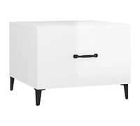 vidaXL Table Basse Table d'Appoint Rangement Table Centrale Bout de Canapé Salon Salle de Séjour avec Pieds en Métal Blanc Brillant 50x50x40 cm