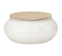 vidaXL Table basse d'appoint ronde 352052 Bois de manguier massif 51x51x27 cm Blanc