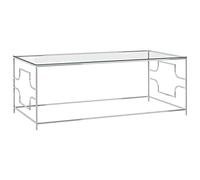 Vidaxl Table Basse Argenté 120x60x45 Cm Acier Inoxydable Et Verre Argenté
