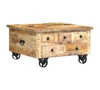 vidaXL Table basse / Table d'appoint en bois de manguier brut 70 x 70 x 40 cm
