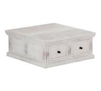 vidaXL Table Basse Table d'Appoint Table de Salon Bout de Canapé Maison Intérieur Salle de Séjour 70x70x30 cm Bois de Manguier Massif Blanc G