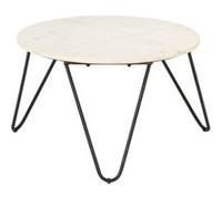 Table Basse Blanc 65x65x42 cm Pierre Véritable et Texture Marbre Salon vidaXL