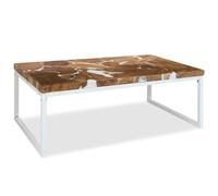 Vidaxl Table Basse Teck Résine 110 X 60 X 40 Cm Blanc