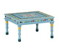 vidaXL Table basse en manguier massif peint à la main Turquoise – Table latérale / Bout de canapé