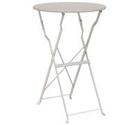 Vidaxl Table Bistrot Pliante Beige Ø50x71 Cm En Acier Recouvert De Poudre Beige