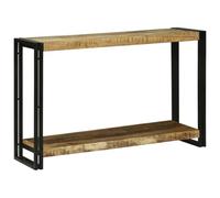 vidaXL Table Console 120 x 33 x 75 cm Bois de manguier Brut Massif, Table Console rectangulaire Tendance, métal Chic, Surface Bois Fait à la Main, déco pour Le Salon.