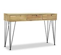Table Console 120 X 35 X 76 Cm Teck Massif Marron