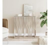 vidaXL Table console 350033 70×30×70 cm acier inoxydable et verre Multicolore