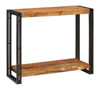 vidaXL Table Console 90 x 33 x 75 cm Bois de manguier Brut Massif, Table Console rectangulaire Tendance, métal Chic, Surface Bois Fait à la Main, déco pour Le Salon.