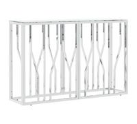 vidaXL Table Console argenté 110x30x70 cm Acier Inoxydable et Verre, Bout de canapé, Table de Couloir, Support de Couloir, Table d'entrée