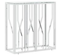 vidaXL Table Console argenté 70x30x70 cm Acier Inoxydable et Verre, Bout de canapé, Table de Couloir, Support de Couloir, Table d'entrée