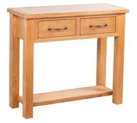 vidaXL Table console à 2 tiroirs Bois de chêne massif 83x30x73 cm marron