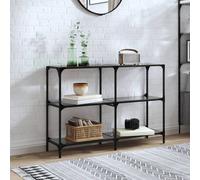 vidaXL Table console avec dessus en verre noir 118,5x30x81 cm acier