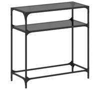 vidaXL Table Console avec Dessus en Verre Noir 80x35x81 cm Acier